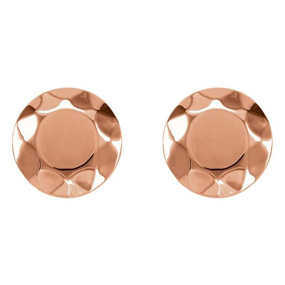 9mm (3/8 Inch) 14k Rose Gold Faceted Circle Stud Earrings - Picture 2 of 3